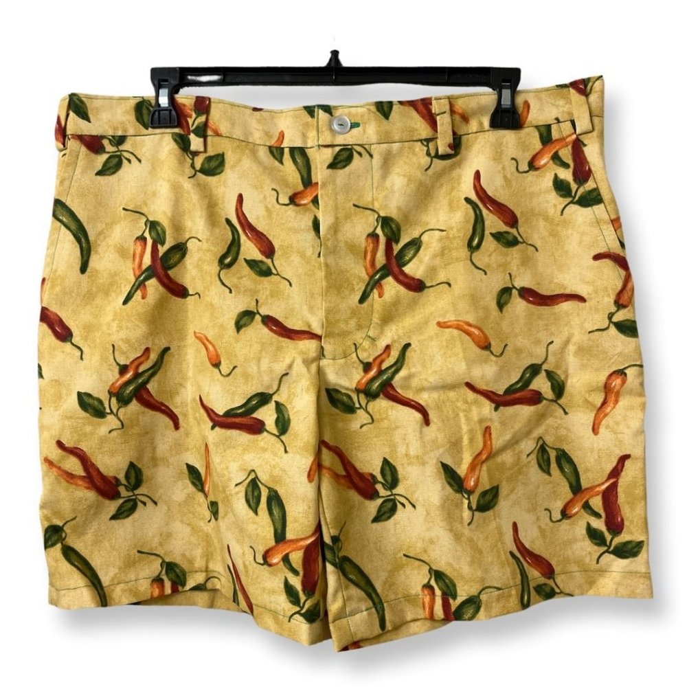 Golf Shorts Brunch Linen Shorts Men's XL Chili peppers Hand Made Tailor Made